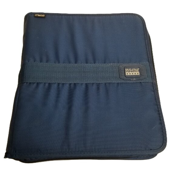 Mead Five Star Zippered Binder Computer Disc Storage Navy Blue Retro Office 90s - Picture 1 of 9